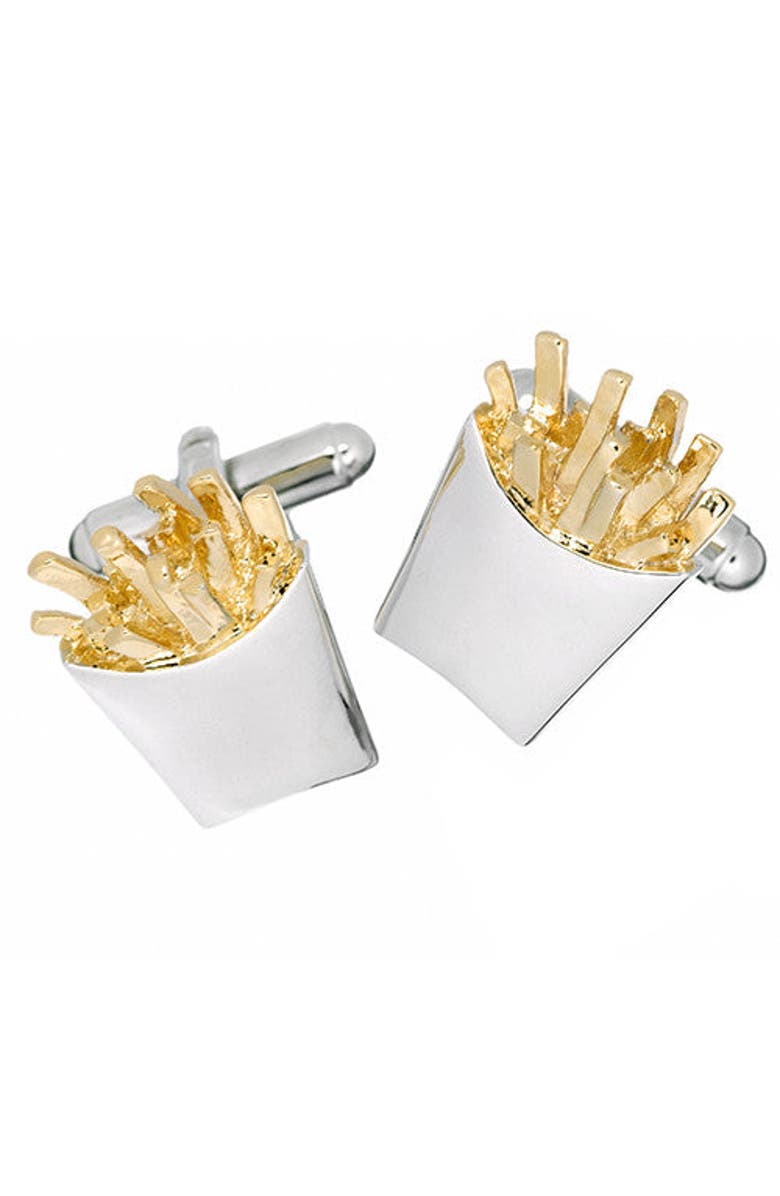 Link Up French Fries Cufflinks, Main, color, Gold