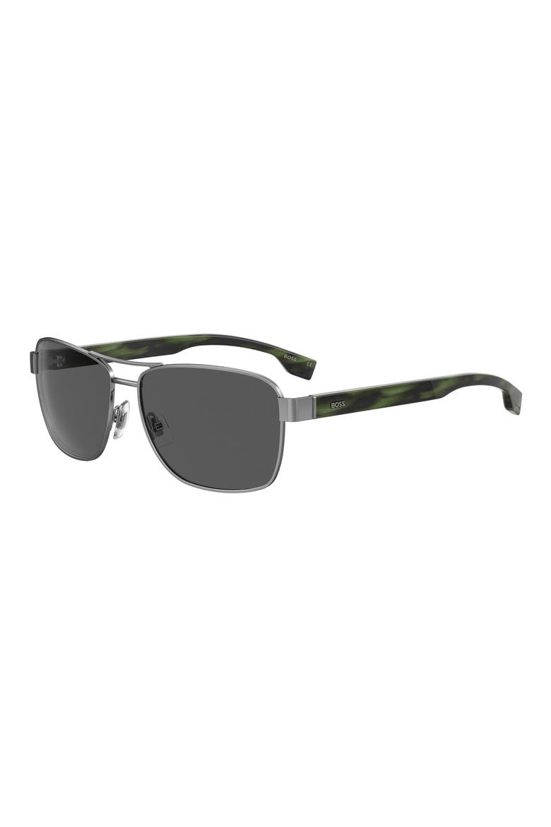 1240/S 60mm Rectangular Sunglasses, Alternate, color, DARK RUTHENIUM
