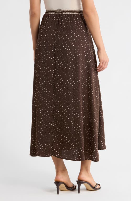 Max Studio Satin Midi Skirt In Brown