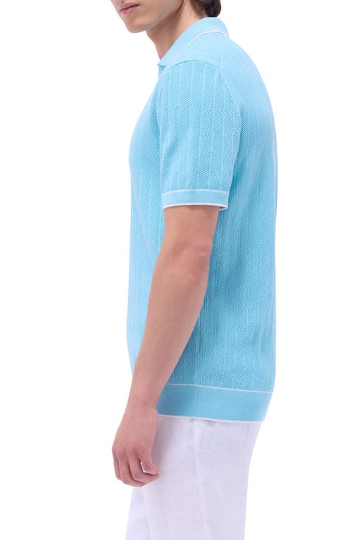 Bugatchi Johnny Collar Rib Polo In Turquoise
