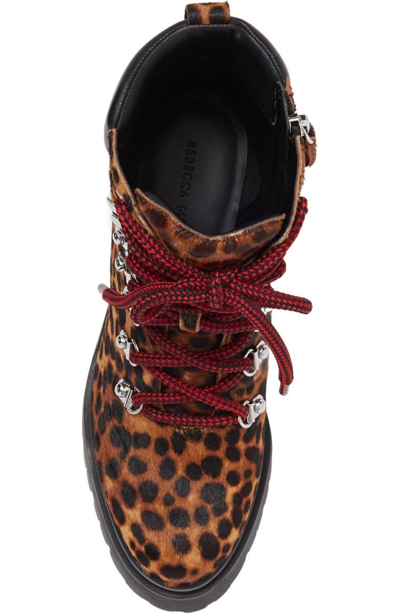 Rebecca Minkoff Maihlo Leopard Printed Genuine Calf Hair Combat Boot, Alternate, color,