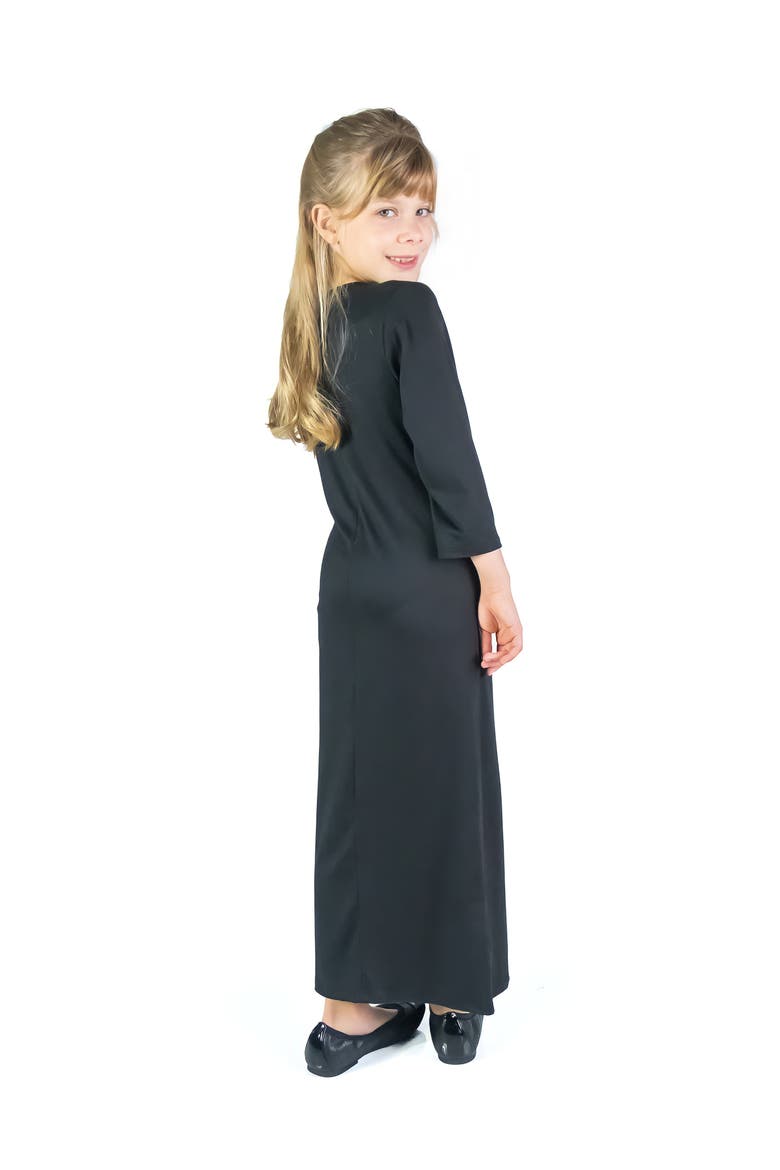 Long Sleeve Side Slit Maxi Dress Solid Color, Alternate, color, Black