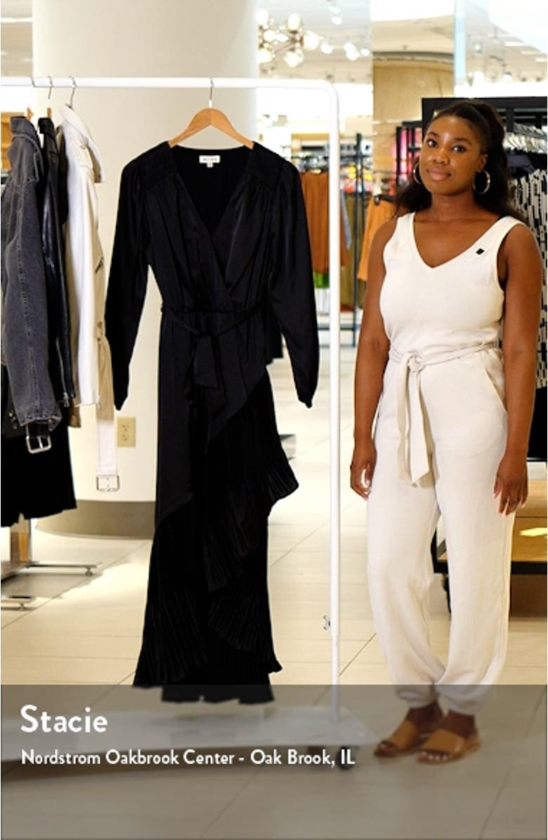 Asymmetric Pleated Belted Long Sleeve Dress, sales video thumbnail