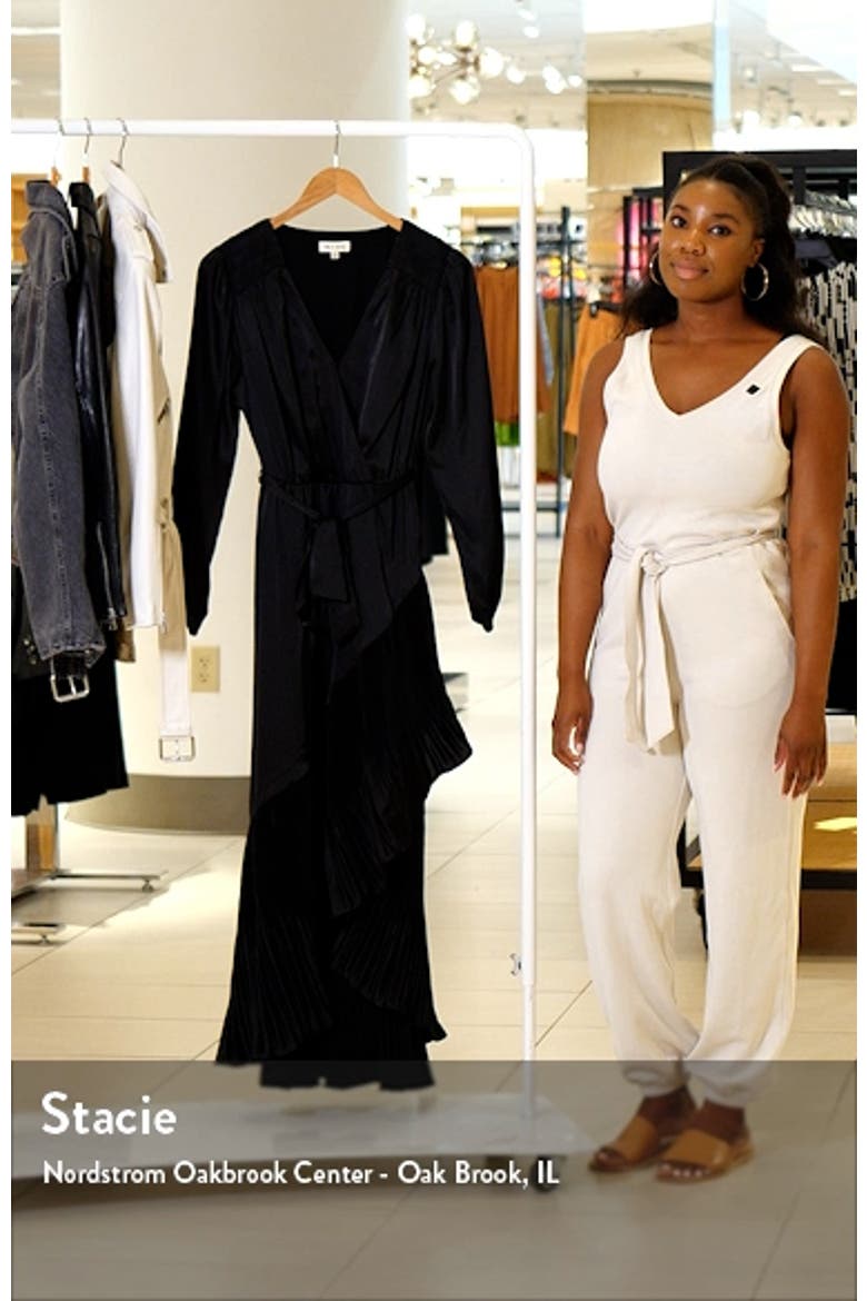 Asymmetric Pleated Belted Long Sleeve Dress video