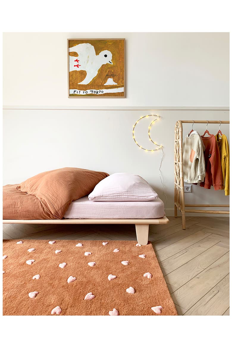 Kids' Hearts Wool Rug, Alternate, color, BROWN/ PINK