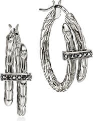 John Hardy Spear Hoop Earrings, Sterling Silver, Sapphires