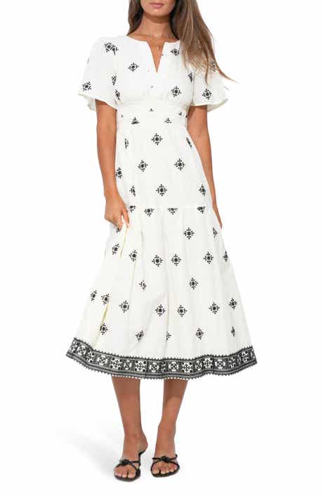 Elani Embroidered Cotton Midi Dress