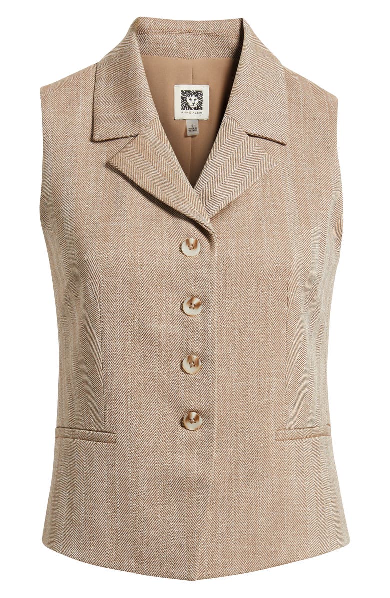 Anne Klein Herringbone Vest, Alternate, color, Rust Multi