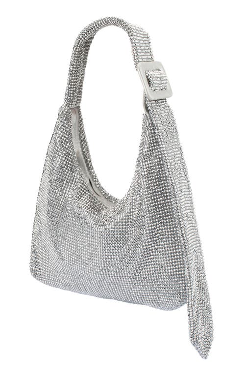 Olga Berg Calypso Crystal Mesh Shoulder Bag In Silver