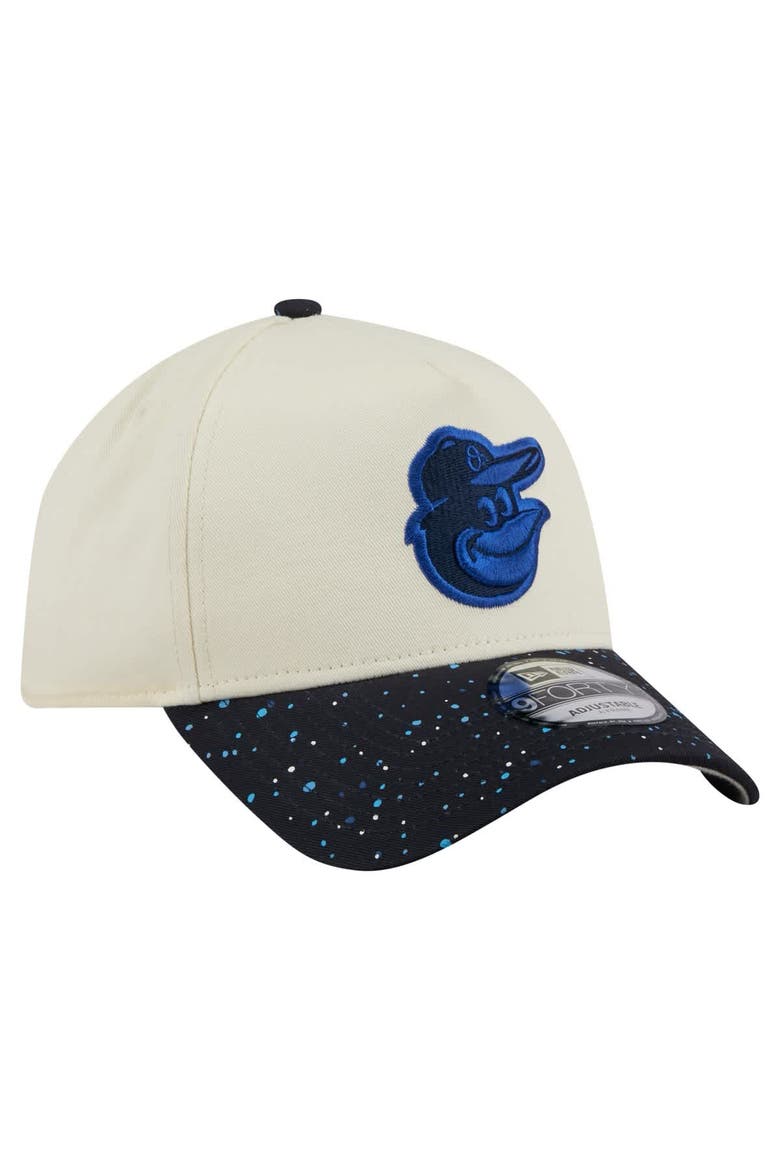 Men's New Era  Cream Baltimore Orioles Speckle A-Frame 9FORTY Adjustable Hat, Alternate, color, Cream