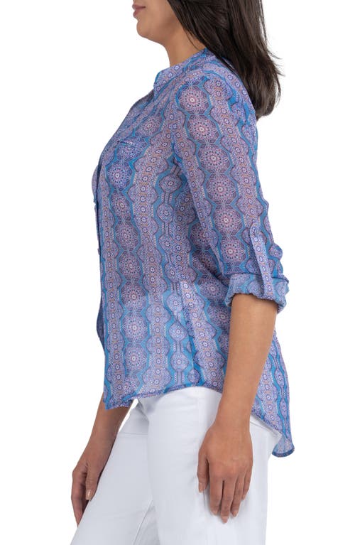 Kut From The Kloth Jasmine Chiffon Button-up Shirt In Albi Stripe Cornflower Lilac