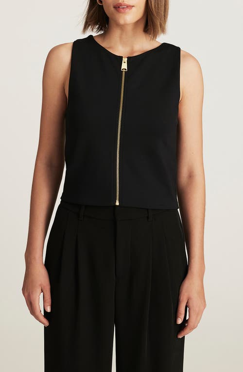 Mavi Jeans Front Zip Sleeveless Crop Top In Black