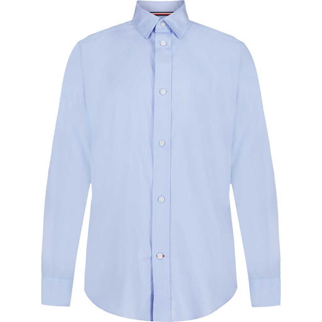 Tommy Hilfiger Big Boys Long Sleeve Stretch Solid Twill Shirt In Blue