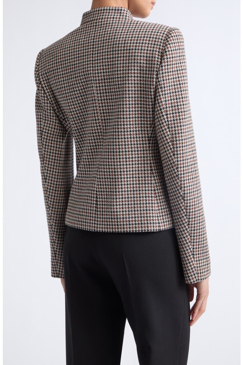 Houndstooth Stand Collar Jacket, Alternate, color, TOBACCO
