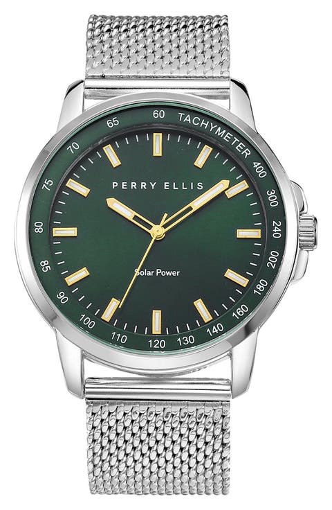 Solar Powered Mesh Bracelet Watch, 41mm