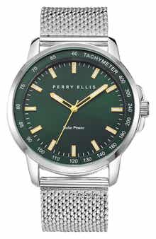 Perry Ellis Solar Powered Mesh Bracelet Watch, 41mm