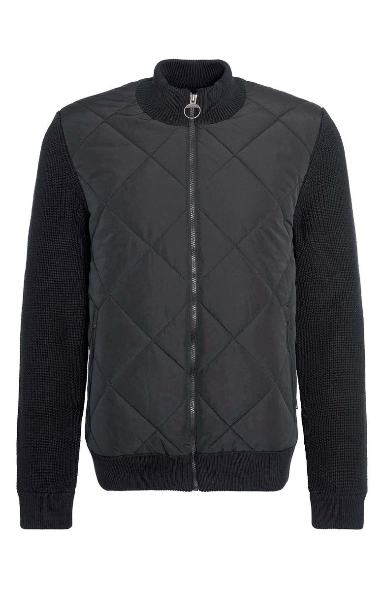 Barbour Newland Quilt Front Zip Cardigan, Alternate, color, Black
