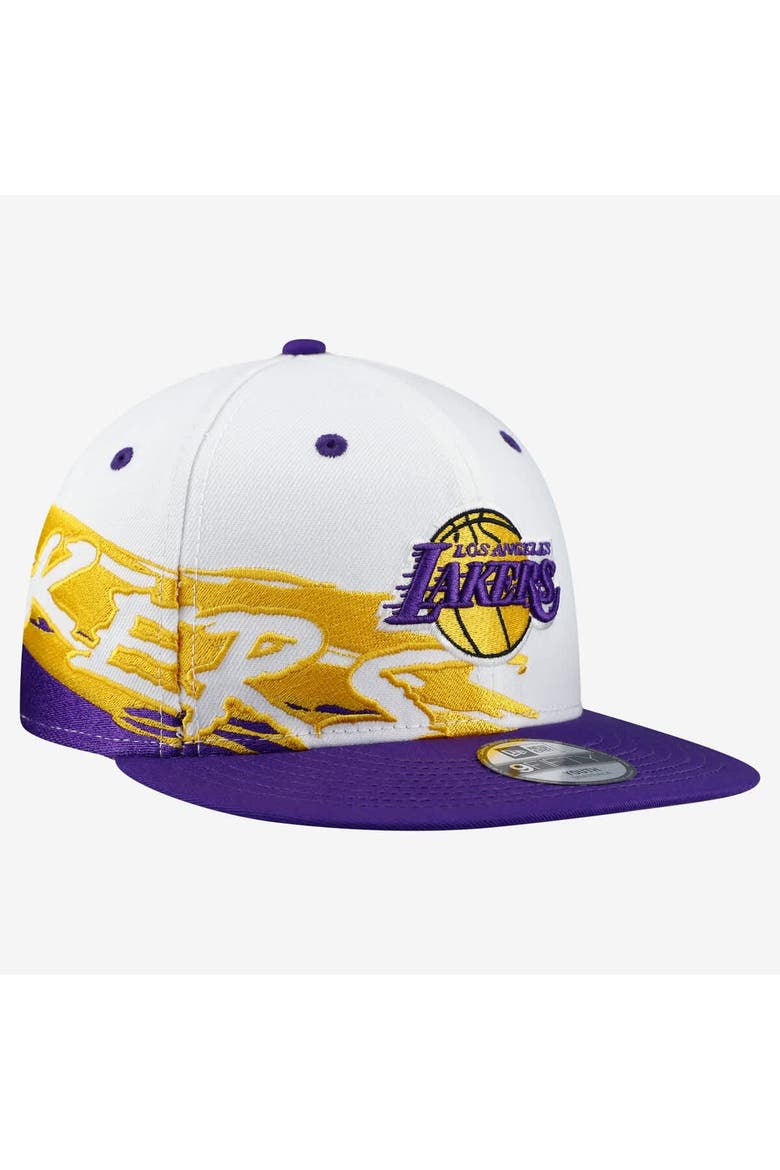 Youth New Era  White/Purple Los Angeles Lakers Swept 9FIFTY Snapback Hat, Main, color, White