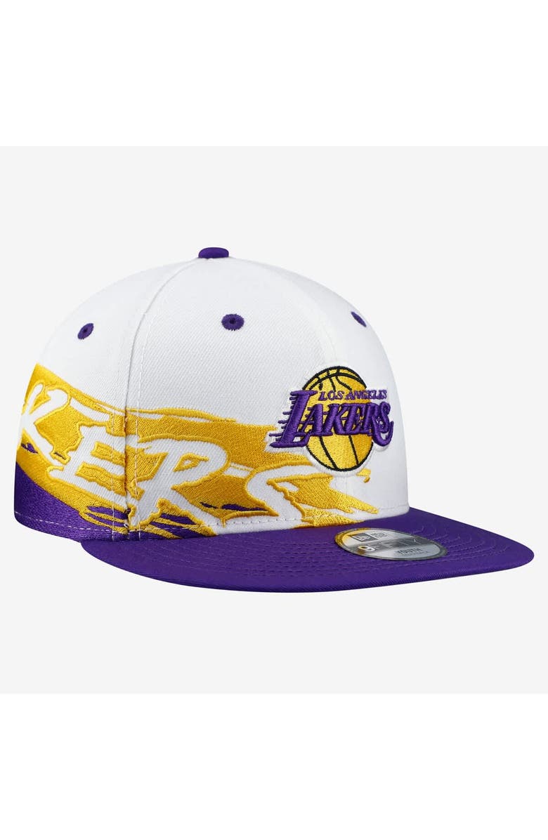 New Era Youth New Era White/Purple Los Angeles Lakers Swept 9FIFTY Snapback Hat, Main, color, White