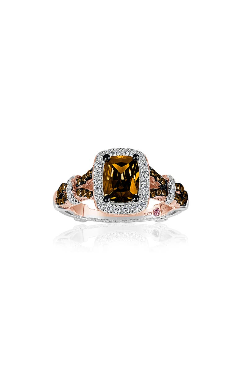 SUZY LEVIAN Champagne & White Cubic Zirconia Engagement Ring, Main, color, Light Brown