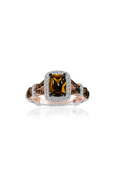 Champagne & White Cubic Zirconia Engagement Ring