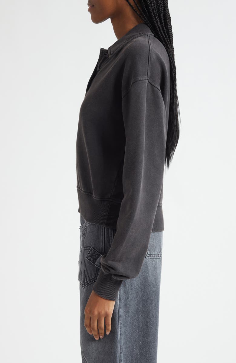 JW Anderson Cotton French Terry Polo Sweatshirt, Alternate, color, Washed Black