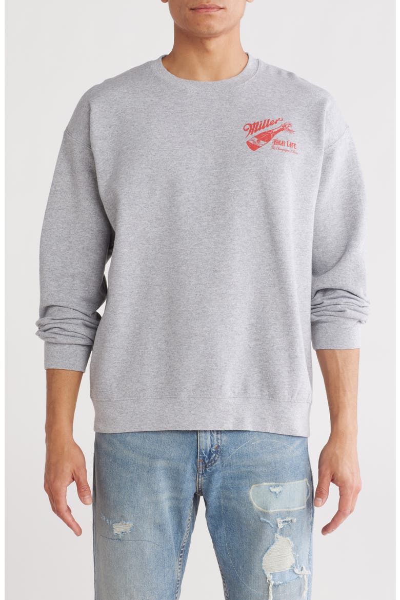 Celebrate Miller High Life Graphic Sweatshirt, Main, color, HEATHER GREY
