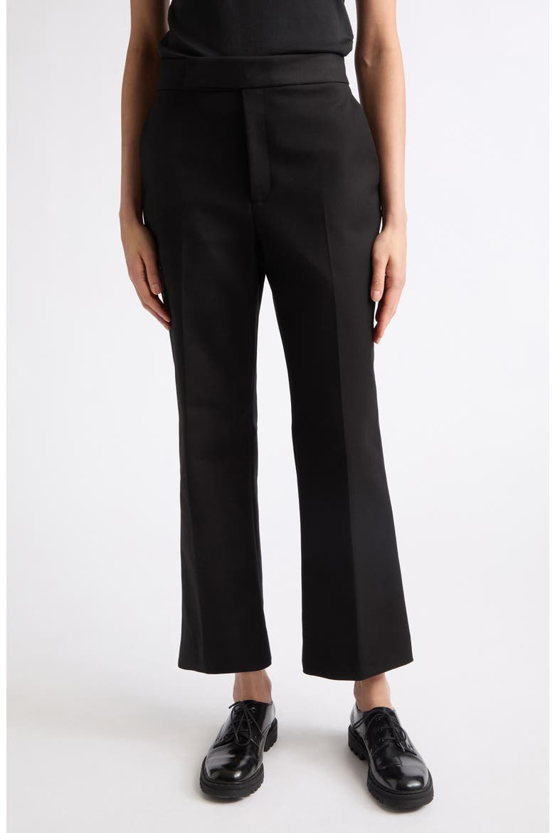 Sullivan Creased Flare Cotton Twill Pants, Main, color, BLACK