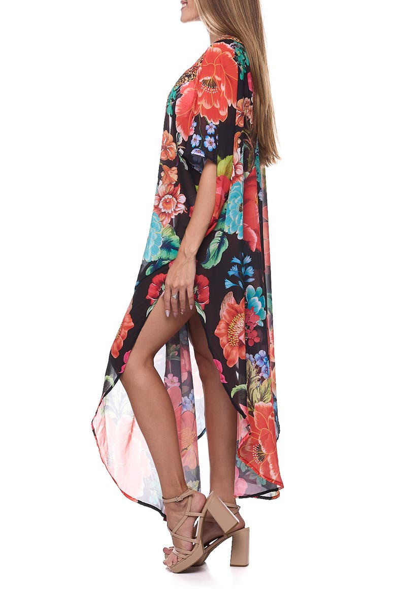 Floral Caftan Duster, Alternate, color, BLACK