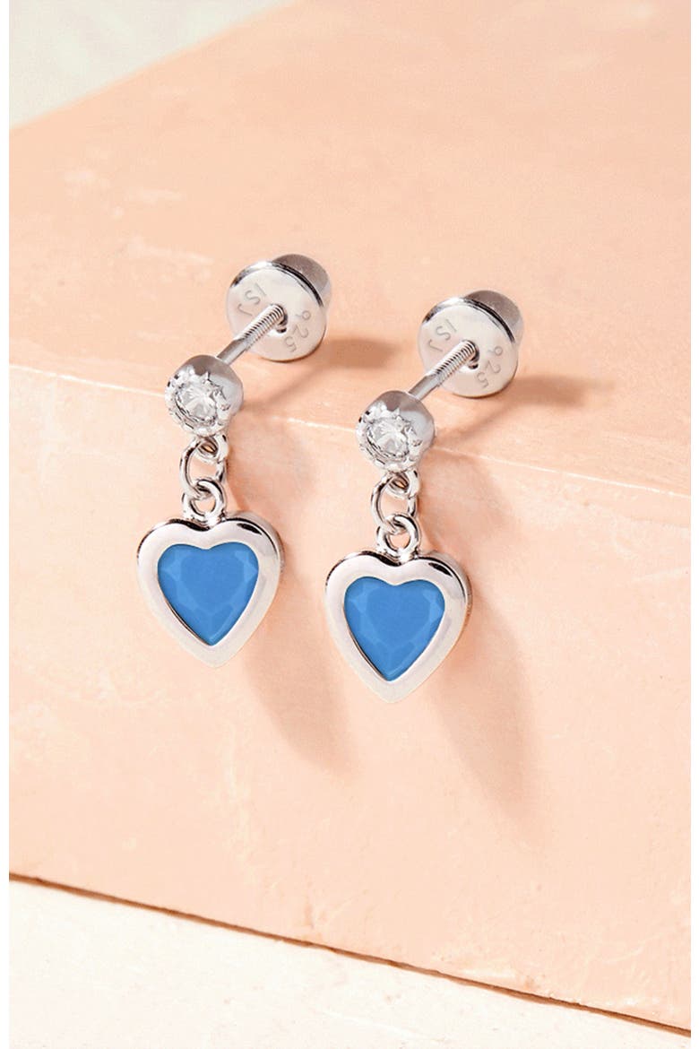 Turquoise Heart Dangle Girl Earrings, Alternate, color, Aqua Blue
