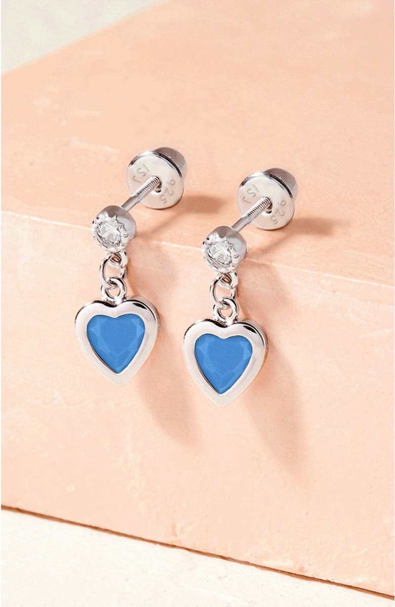 In Season Jewelry Turquoise Heart Dangle Girl Earrings, Alternate, color, Aqua Blue