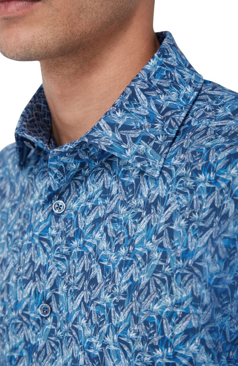 Bugatchi Myron OoohCotton<sup>®</sup> Bird of Paradise Print Short Sleeve Button-Up Shirt, Alternate, color,