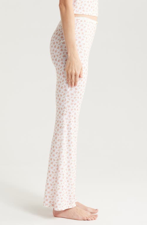 Kilo Brava Lace Trim Stretch Modal Flare Pants In Ditsy Pink Floral