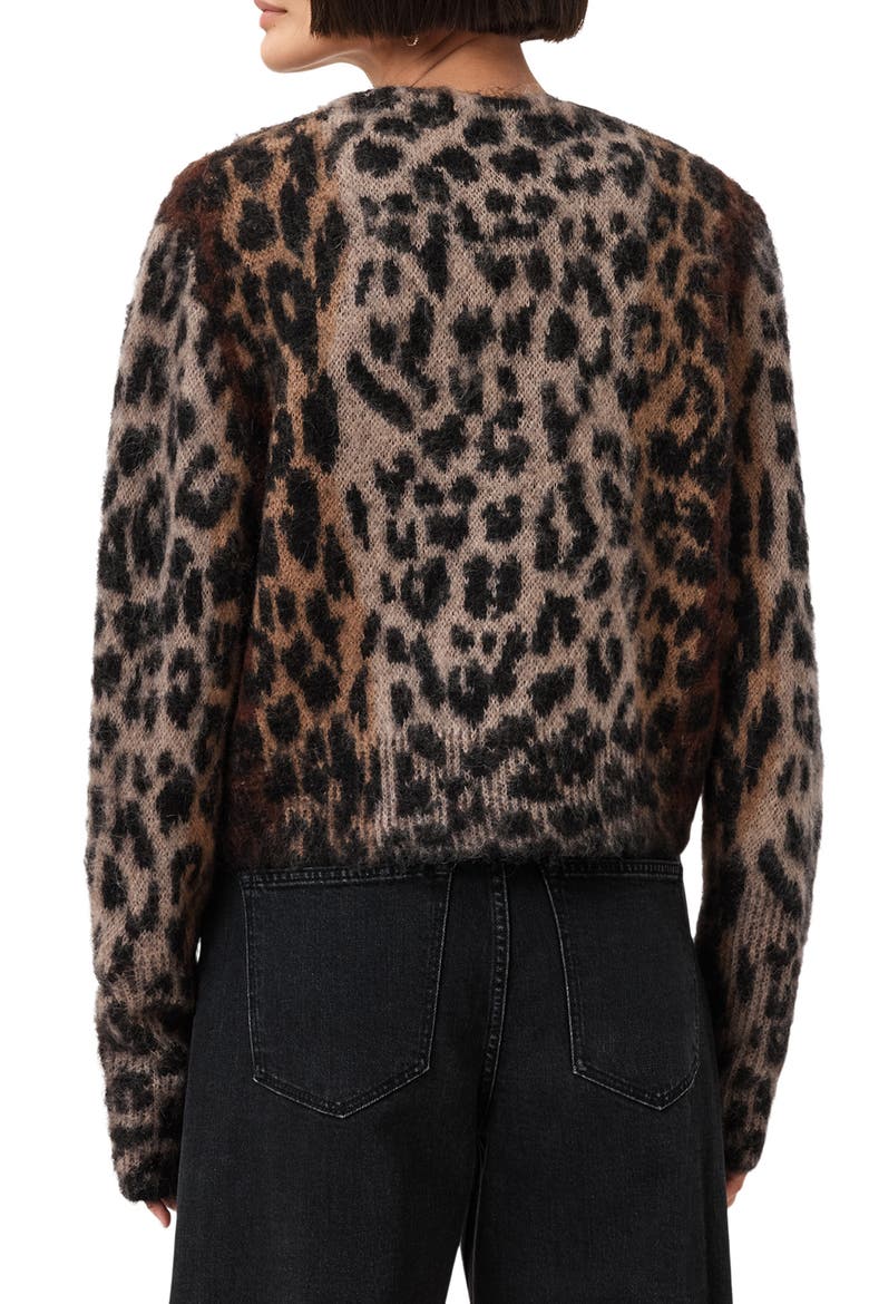 Wick Lex Leopard Jacquard Cardigan, Alternate, color, LEOPARD BROWN