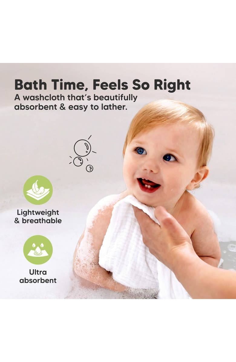 KeaBabies 10-Pack Lyra Muslin Baby Washcloths, Alternate, color, Soft White
