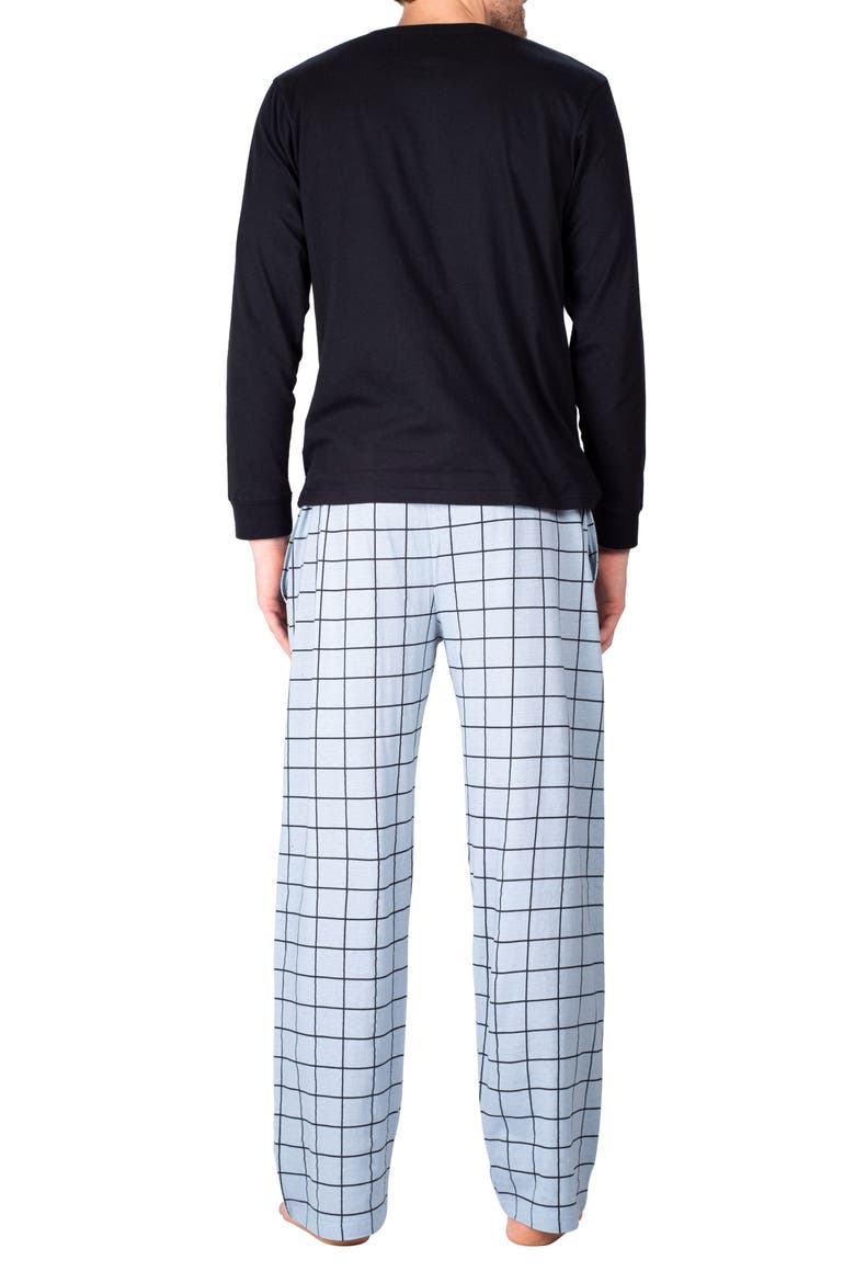 Long Sleeve Pajama T-Shirt & Pajama Pants Set, Alternate, color, BLACK WITH GREY WINDOW PANE