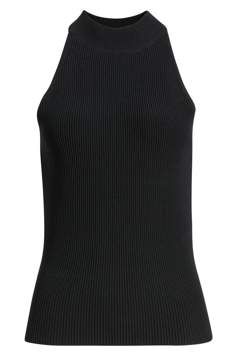 Mock Neck Ribbed Top, Main, color, BLACK