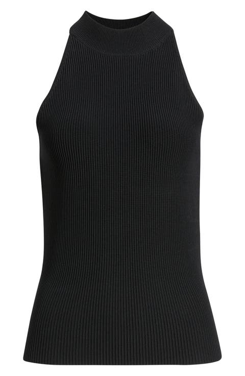 Mock Neck Ribbed Top