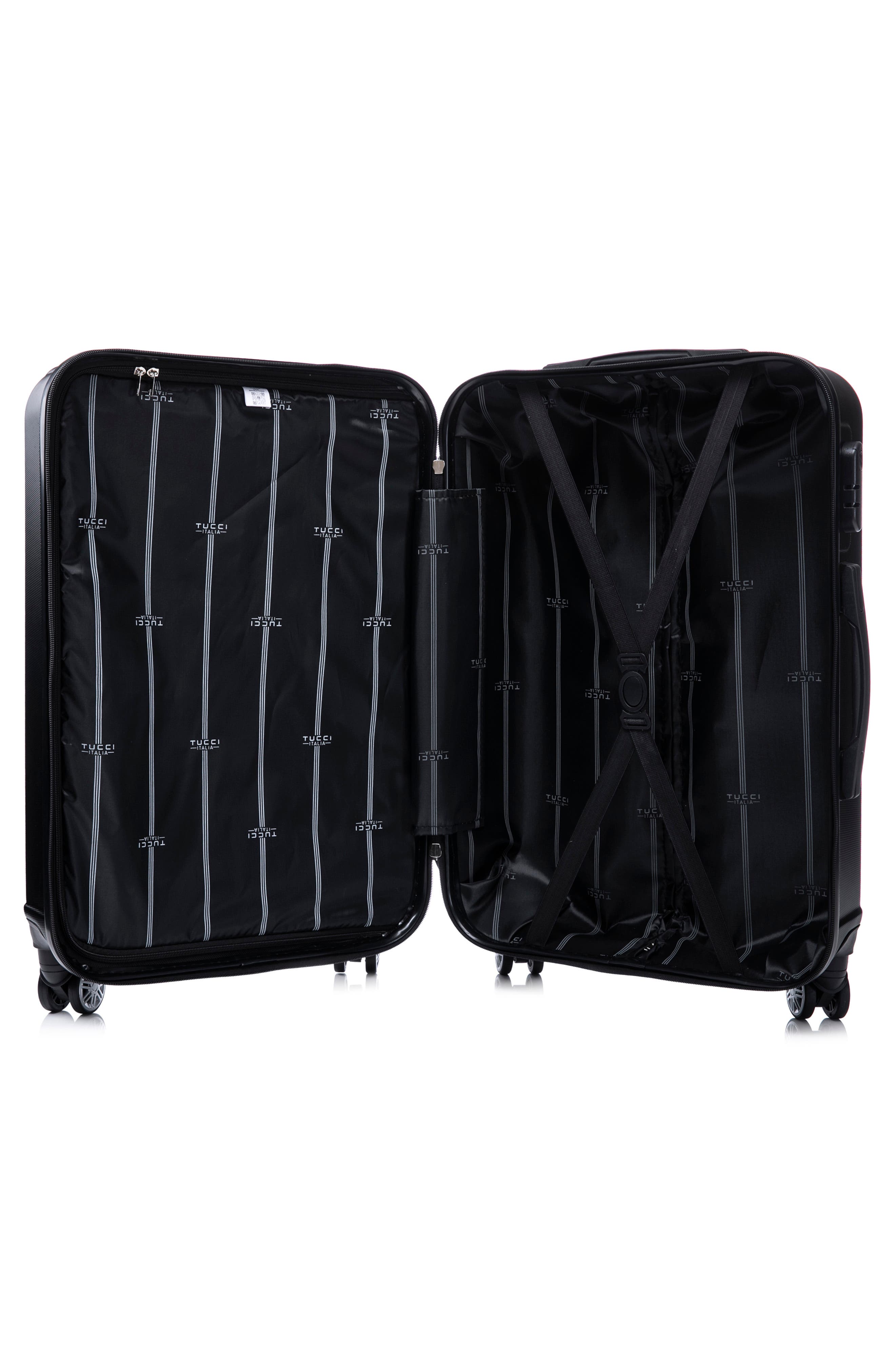 TUCCI Lustria Hardshell 3-Piece Spinner Luggage Set, Alternate, color, Black