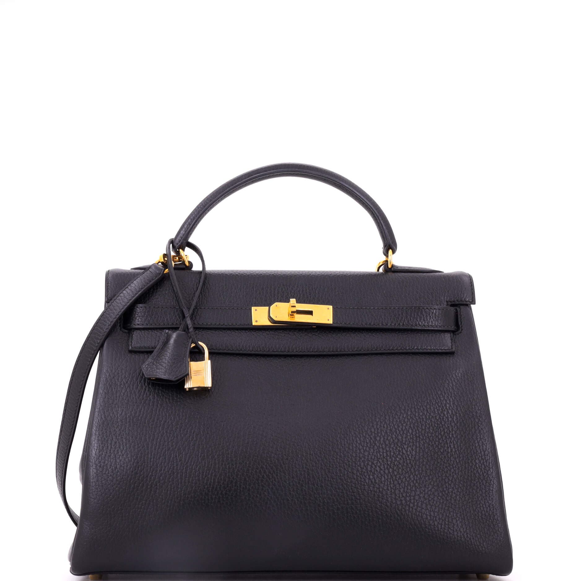 Kelly Handbag Black Ardennes with Gold Hardware 32, Main, color, Black