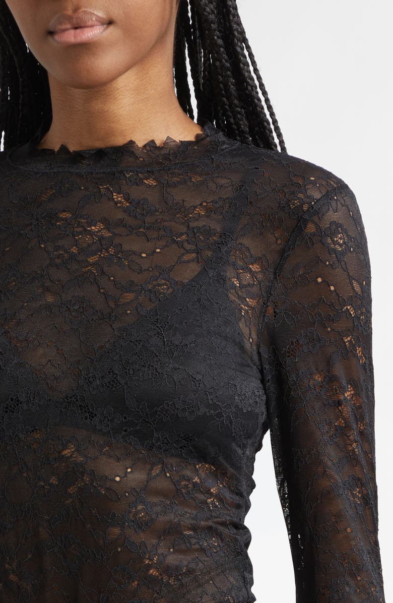 Alice + Olivia Taeyn Lace Bodysuit, Alternate, color, Black