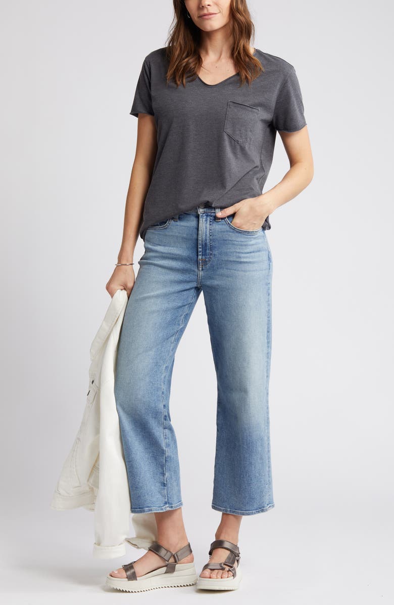 Caslon<sup>®</sup> Rolled Burnout T-Shirt, Main, color,