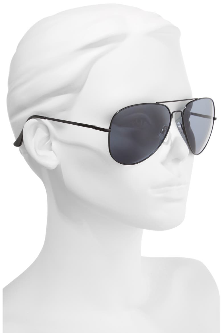 60mm Large Aviator Sunglasses, Alternate, color, BLACK/ BLACK