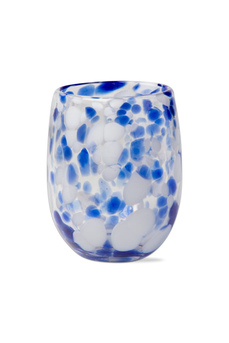 Cobalt Blue Confetti Stemless Drinkware Set of Six, Alternate, color, White