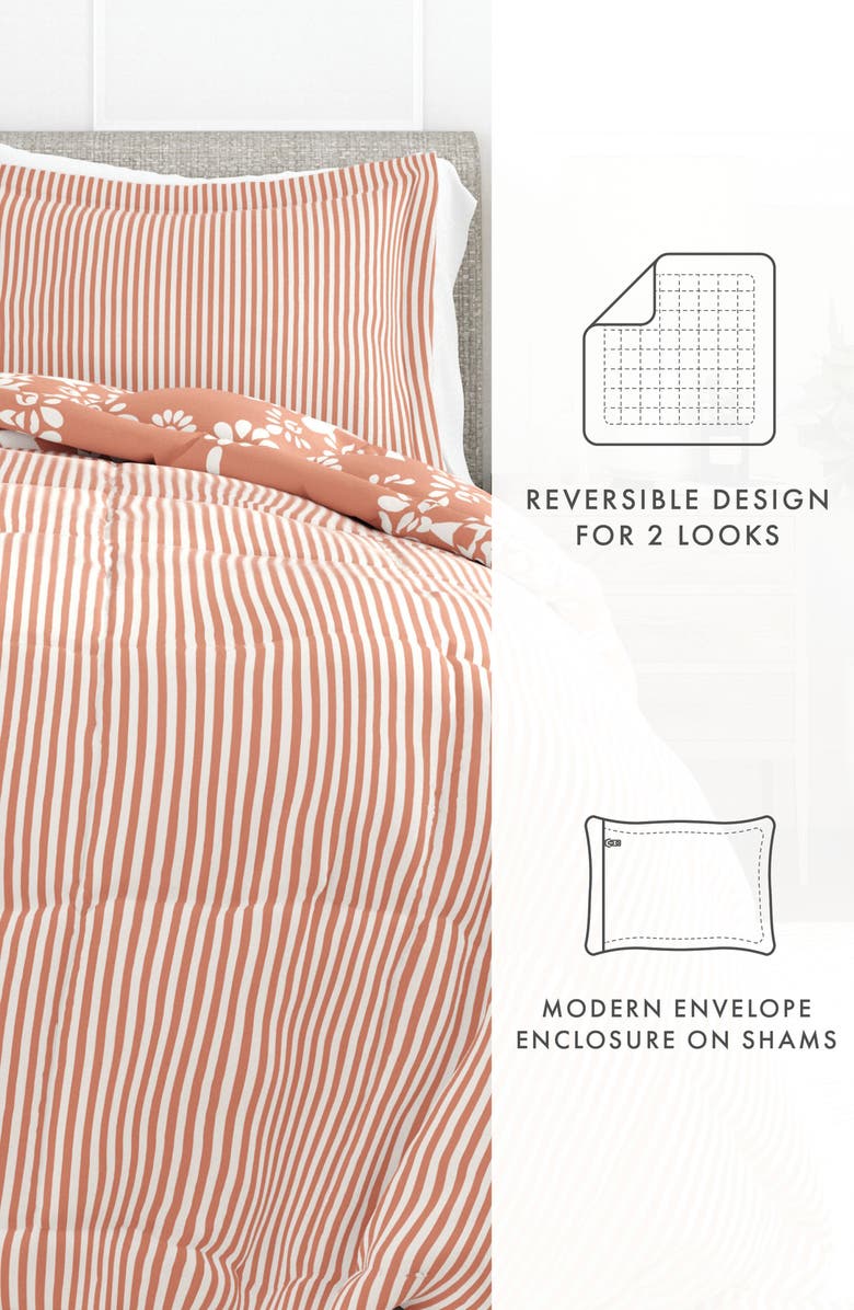 HOMESPUN Premium Ultra Soft Daisy Medallion Reversible Down-Alternative Comforter Set, Alternate, color, Clay