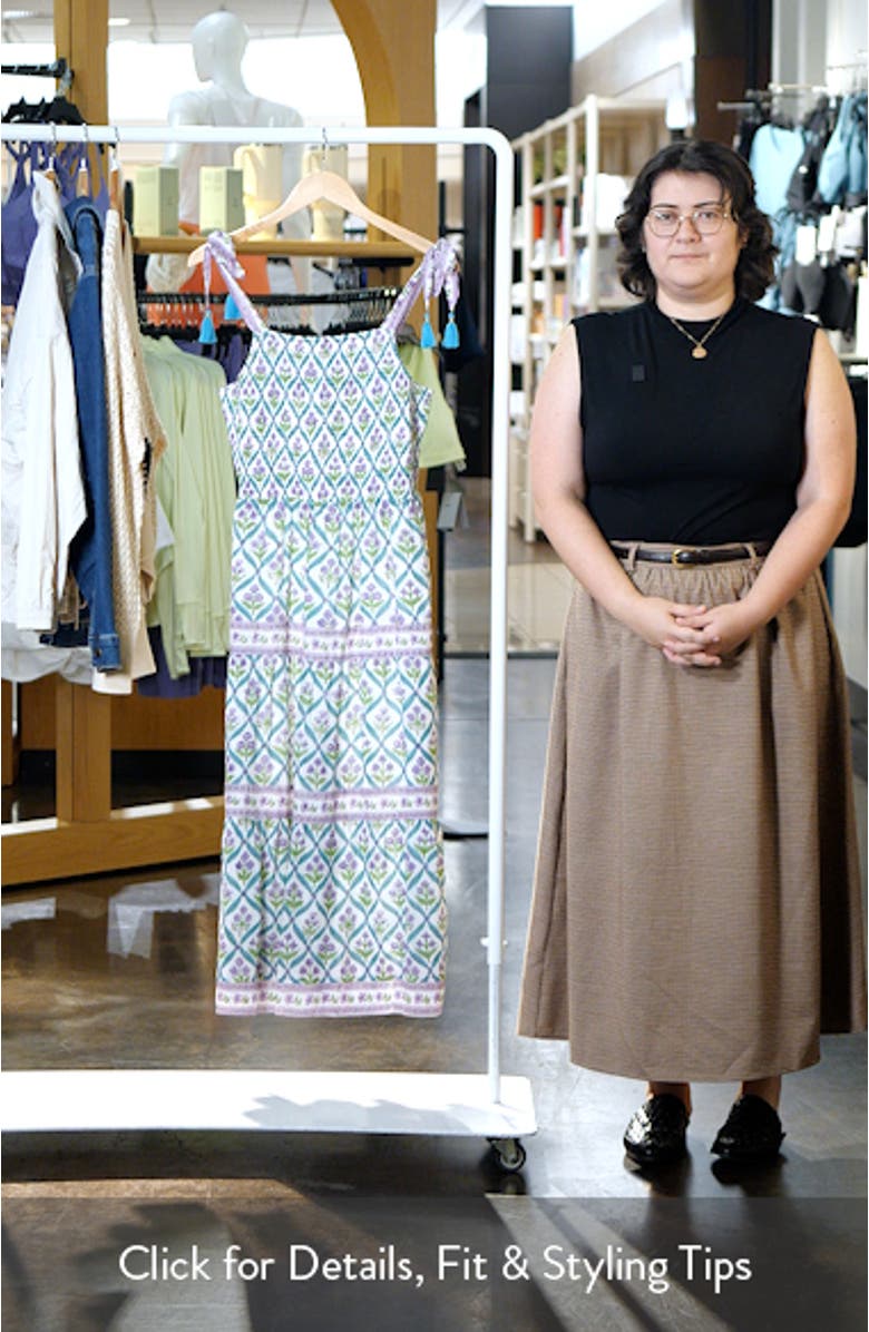 Odette Smocked Cotton & Silk Cover-Up Maxi Dress, sales video thumbnail