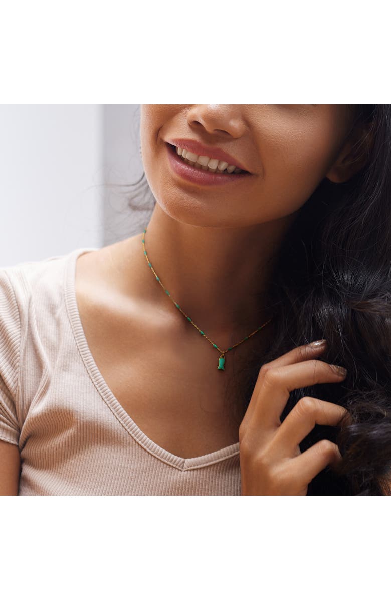 Julianna B. Green Enamel Fish Station Necklace 14K Gold, Alternate, color, Green