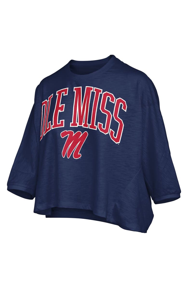 PRESSBOX Women's Pressbox  Navy Ole Miss Rebels Midi Arch Over Logo Oversized T-Shirt, Alternate, color, Navy