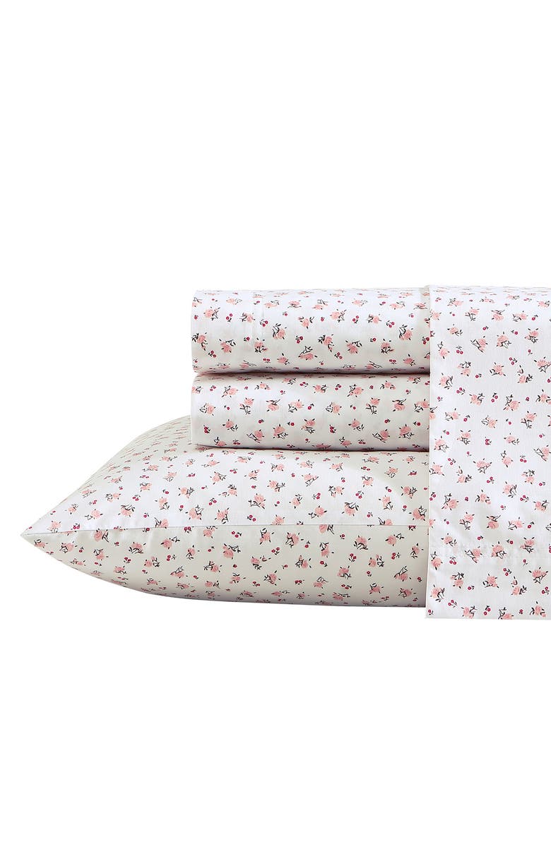 Betsey Johnson Baby Buds 200 Thread Count Cotton Percale Sheet Set, Main, color, Dark Pink