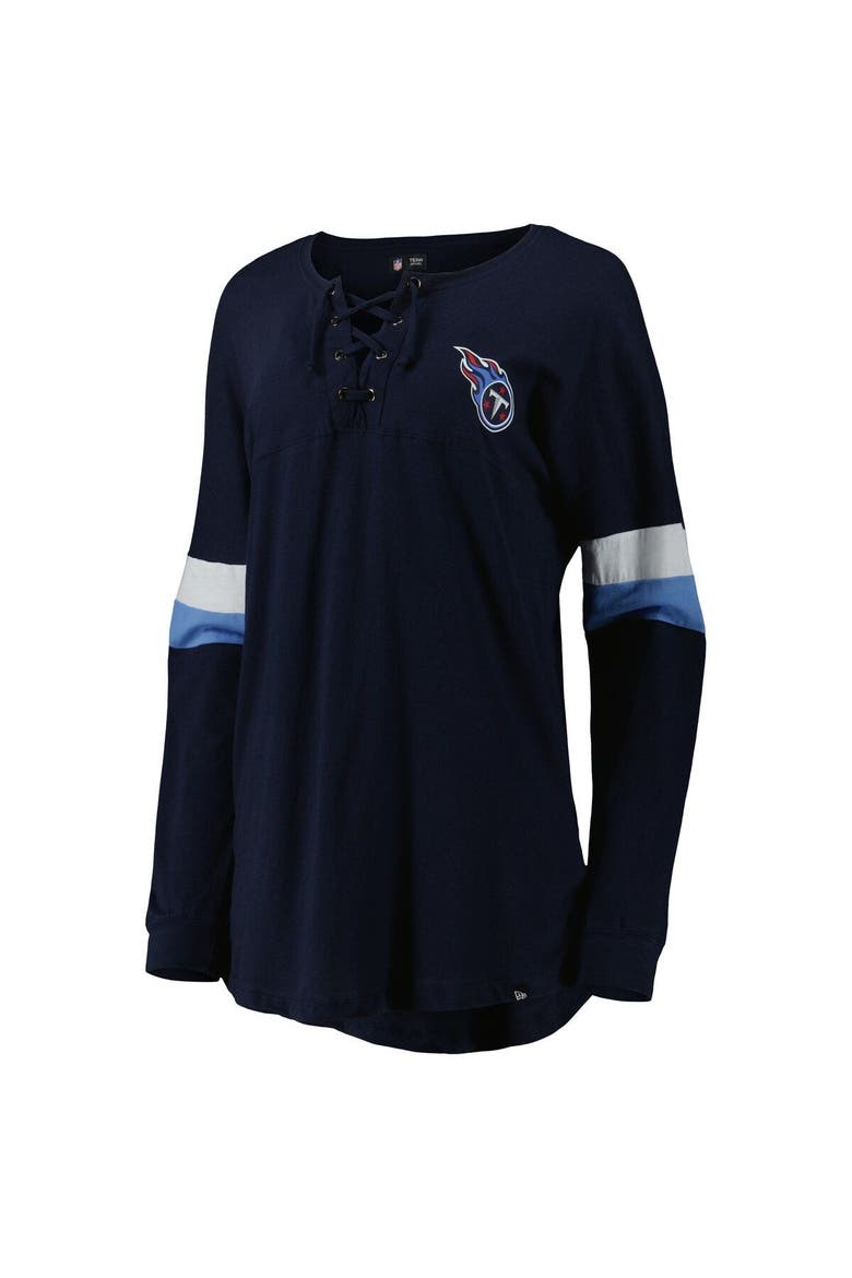 Women's New Era  Navy Tennessee Titans Athletic Varsity Lightweight Lace-Up Long Sleeve T-Shirt, Alternate, color, Navy